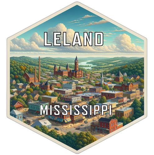 Leland Mississippi Souvenir Travel Destination Die Cut Hexagon Fridge Magnet 2-Inch