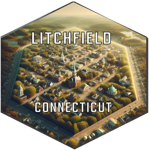 Litchfield Connecticut Souvenir Travel Destination Die Cut Hexagon Fridge Magnet 2-Inch