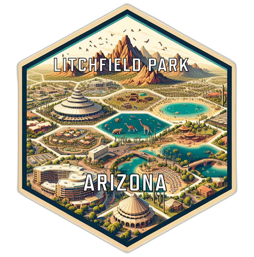 Litchfield Park Arizona Souvenir Travel Destination Die Cut Hexagon Fridge Magnet 2-Inch