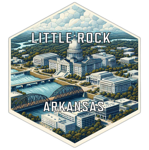 Little Rock Arkansas Souvenir Travel Destination Die Cut Hexagon Fridge Magnet 2-Inch