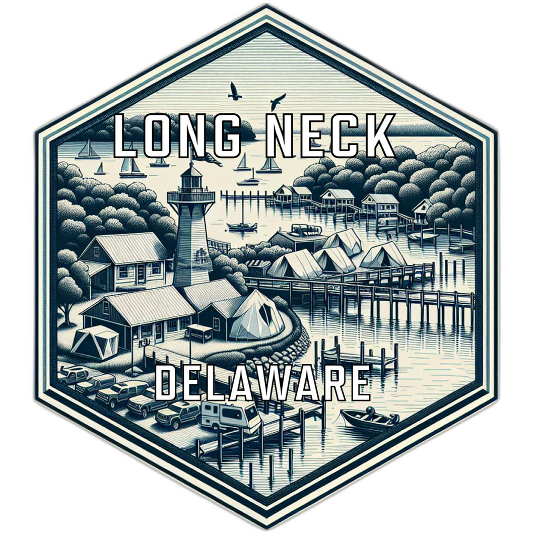 Long Neck Delaware Souvenir Travel Destination Die Cut Hexagon Fridge Magnet 2-Inch