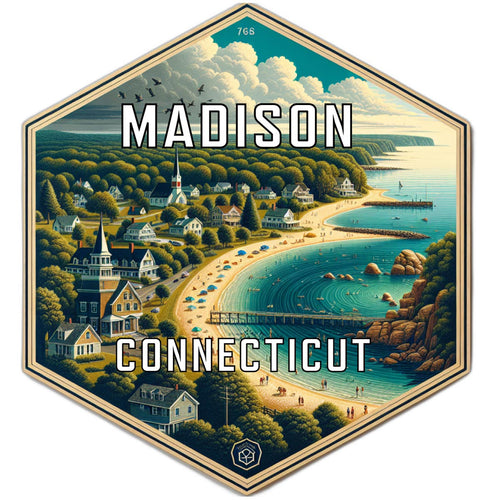 Madison Connecticut Souvenir Travel Destination Die Cut Hexagon Fridge Magnet 2-Inch