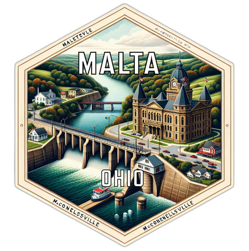 Malta Ohio Travel Destination Souvenir Vinyl Decal Sticker 6-Inch