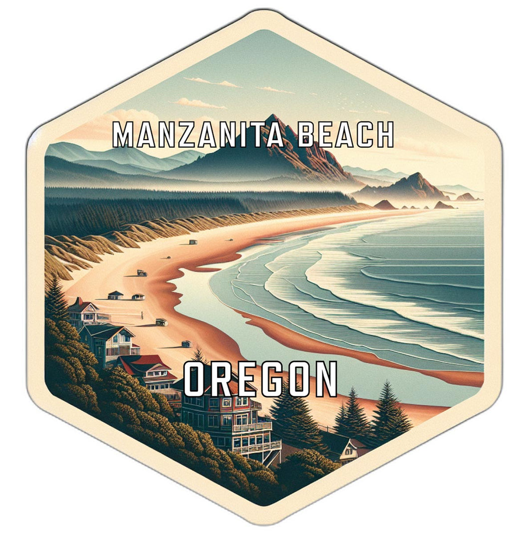 Manzanita Beach Oregon Souvenir Travel Destination Die Cut Hexagon Fridge Magnet 6-Inch