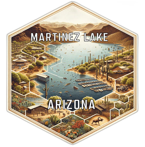 Martinez Lake Arizona Souvenir Travel Destination Die Cut Hexagon Fridge Magnet 6-Inch