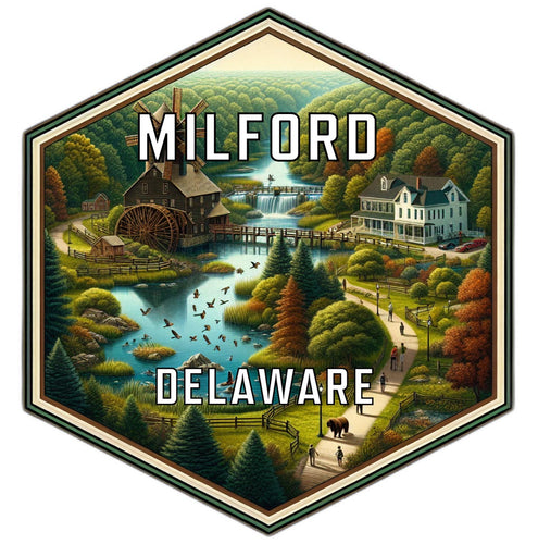 Milford Delaware Souvenir Travel Destination Die Cut Hexagon Fridge Magnet 2-Inch