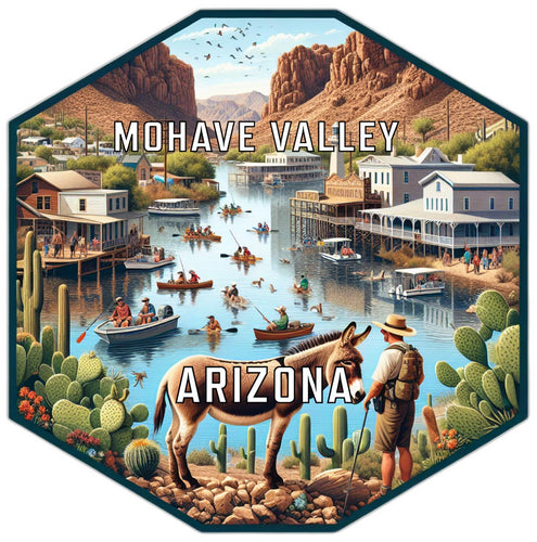 Mohave Valley Arizona Souvenir Travel Destination Die Cut Hexagon Fridge Magnet 2-Inch