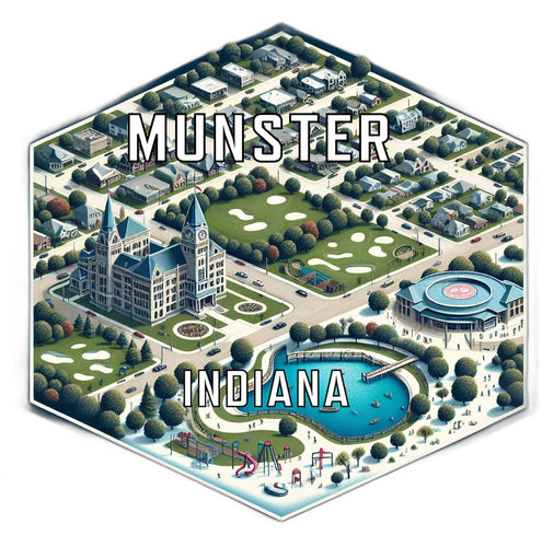 Munster Indiana Souvenir Travel Destination Die Cut Hexagon Fridge Magnet 6-Inch