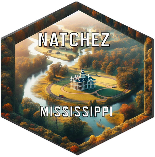 Natchez Mississippi Souvenir Travel Destination Die Cut Hexagon Fridge Magnet 2-Inch