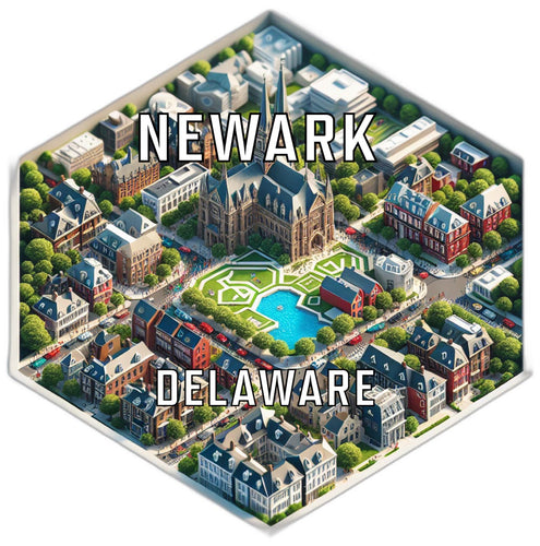 Newark Delaware Souvenir Travel Destination Die Cut Hexagon Fridge Magnet 6-Inch