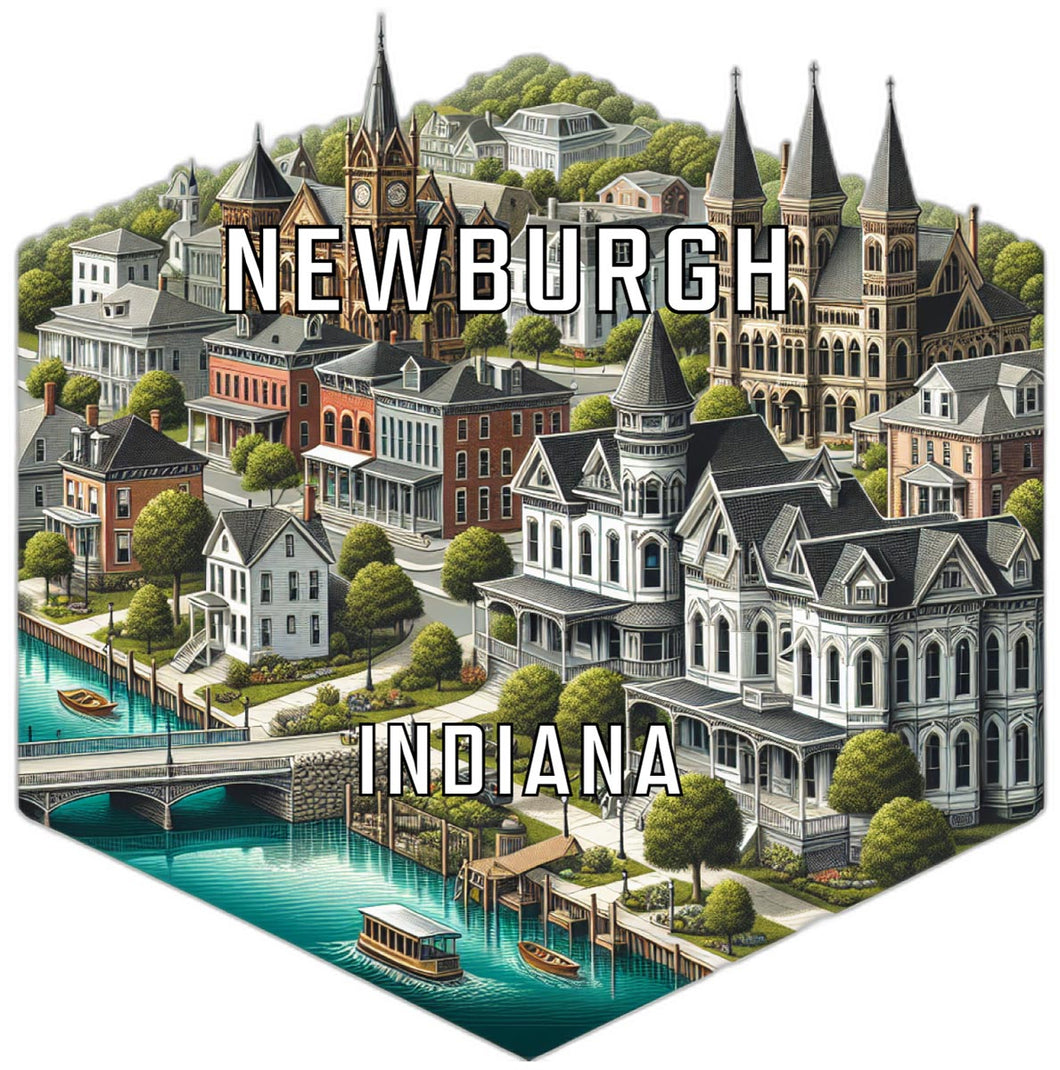 Newburgh Indiana Souvenir Travel Destination Die Cut Hexagon Fridge Magnet 2-Inch