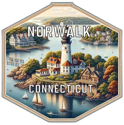 Norwalk Connecticut Souvenir Travel Destination Die Cut Hexagon Fridge Magnet 2-Inch