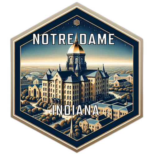 Notre Dame Indiana Souvenir Travel Destination Die Cut Hexagon Fridge Magnet 6-Inch