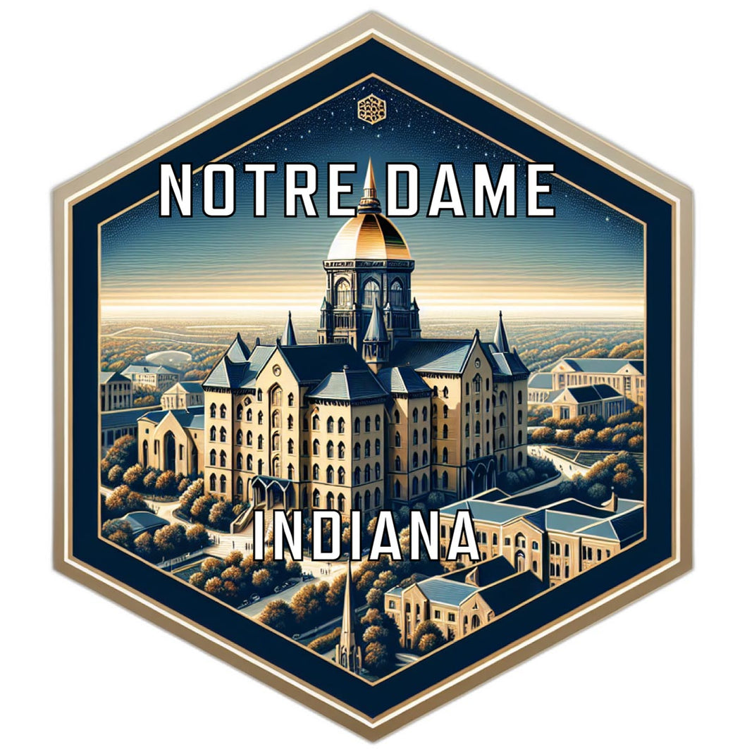 Notre Dame Indiana Souvenir Travel Destination Die Cut Hexagon Fridge Magnet 6-Inch