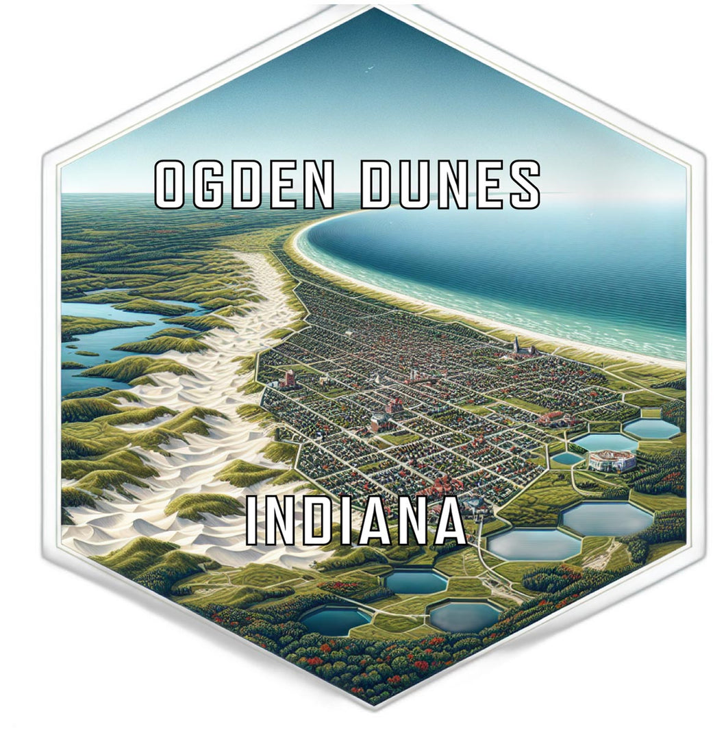 Ogden Dunes Indiana Souvenir Travel Destination Die Cut Hexagon Fridge Magnet 2-Inch