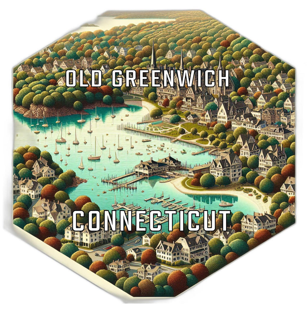 Old Greenwich Connecticut Souvenir Travel Destination Die Cut Hexagon Fridge Magnet 2-Inch