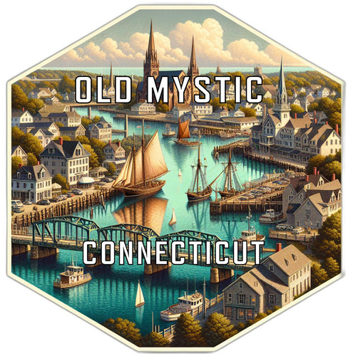 Old Mystic Connecticut Travel Destination Souvenir Vinyl Decal Sticker 2-Inch