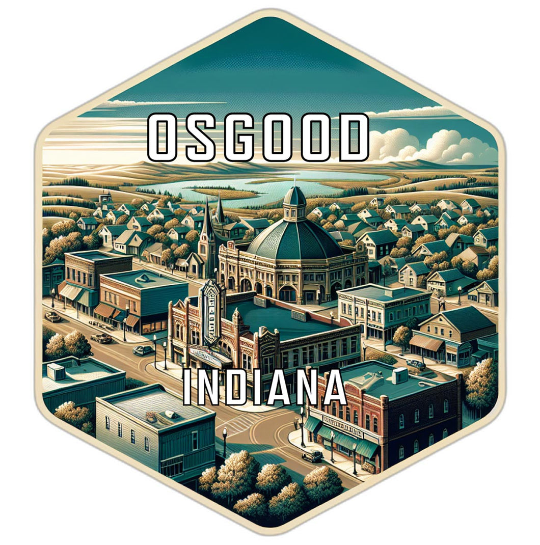 Osgood Indiana Souvenir Travel Destination Die Cut Hexagon Fridge Magnet 2-Inch