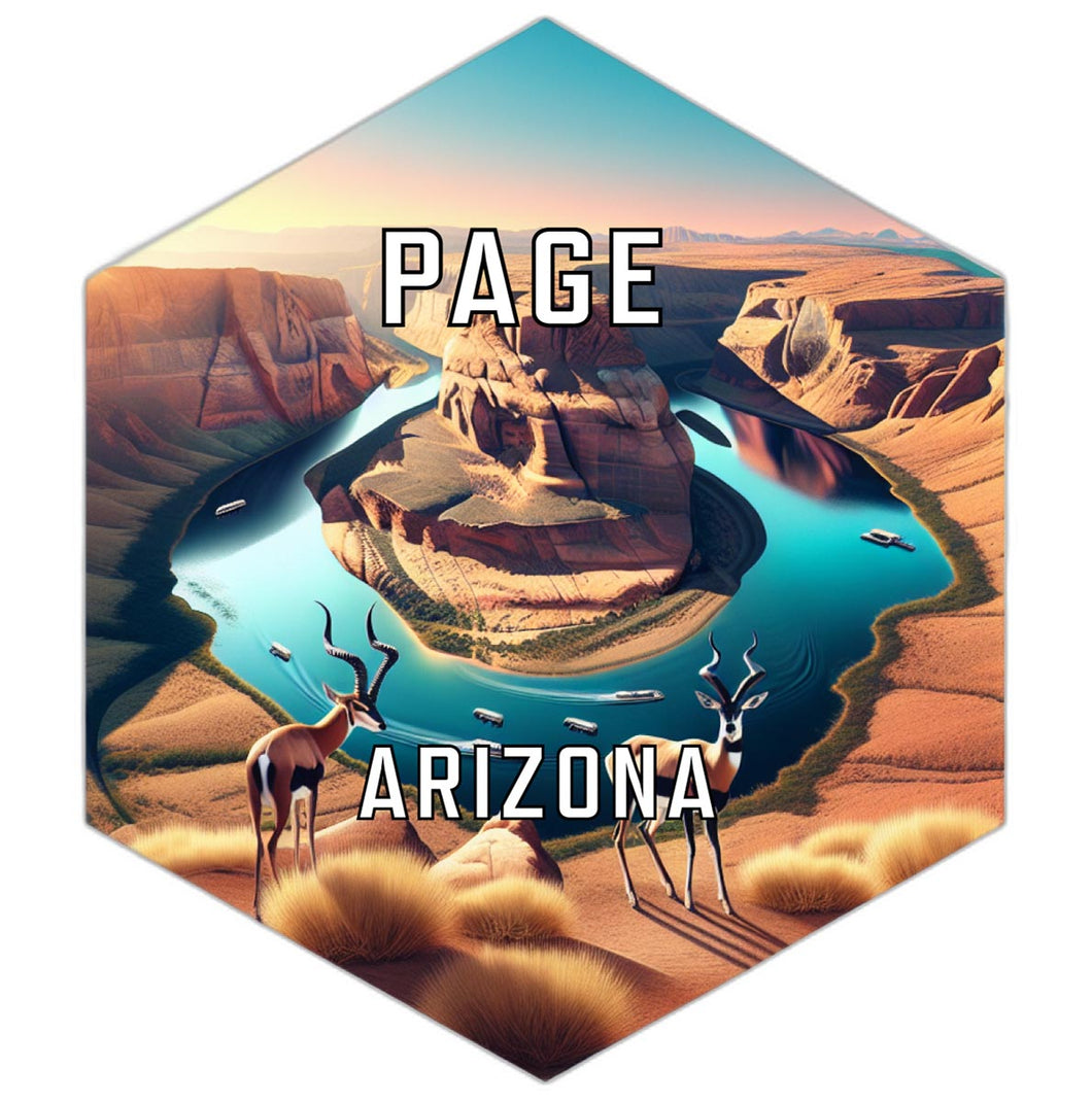 Page Arizona Souvenir Travel Destination Die Cut Hexagon Fridge Magnet 2-Inch