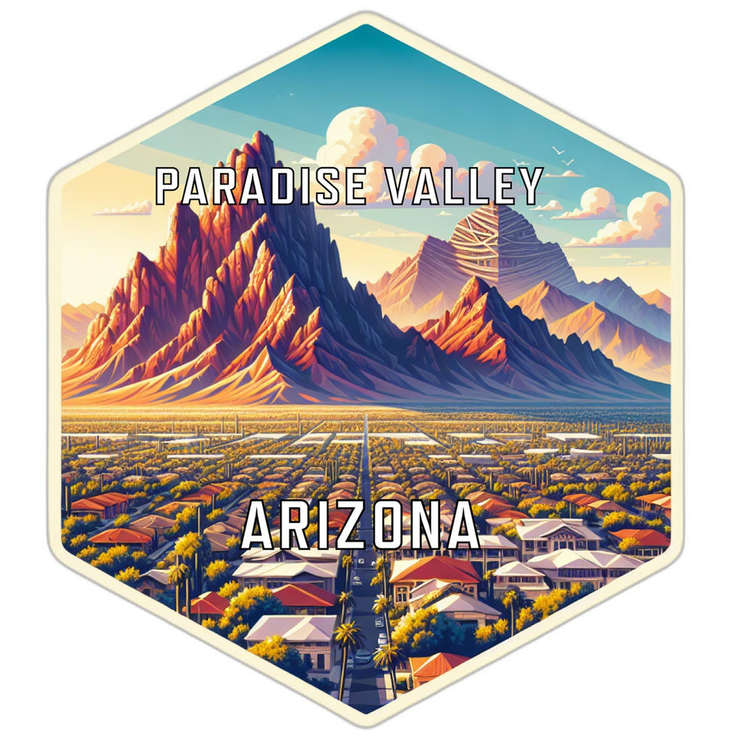 Paradise Valley Arizona Souvenir Travel Destination Die Cut Hexagon Fridge Magnet 2-Inch