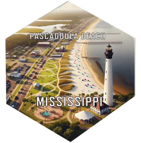 Pascagoula Beach Mississippi Souvenir Travel Destination Die Cut Hexagon Fridge Magnet 2-Inch