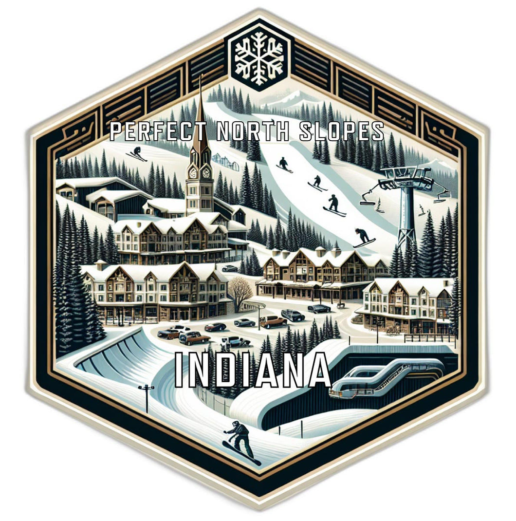 Perfect North Slopes Indiana Souvenir Travel Destination Die Cut Hexagon Fridge Magnet 6-Inch