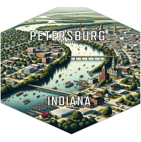 Petersburg Indiana Souvenir Travel Destination Die Cut Hexagon Fridge Magnet 2-Inch