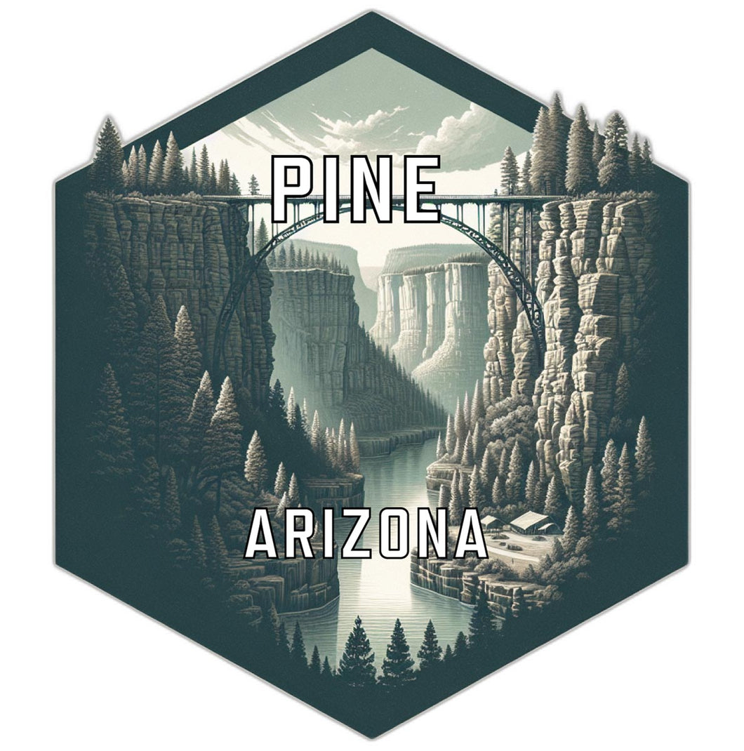 Pine Arizona Souvenir Travel Destination Die Cut Hexagon Fridge Magnet 2-Inch