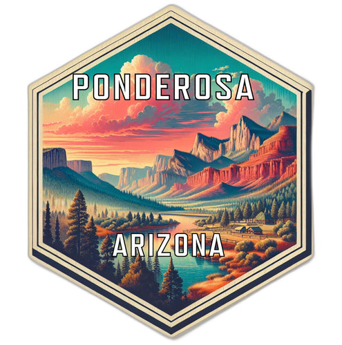 Ponderosa Arizona Souvenir Travel Destination Die Cut Hexagon Fridge Magnet 2-Inch