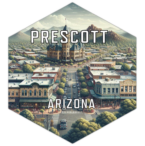 Prescott Arizona Souvenir Travel Destination Die Cut Hexagon Fridge Magnet 2-Inch