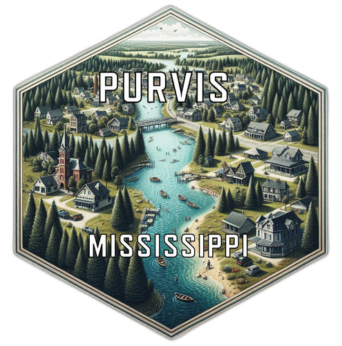 Purvis Mississippi Souvenir Travel Destination Die Cut Hexagon Fridge Magnet 2-Inch