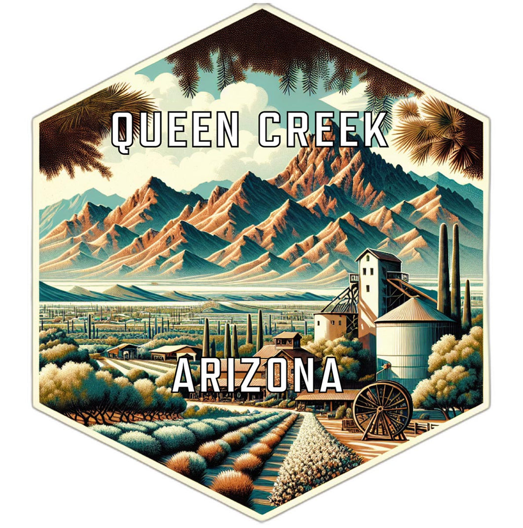 Queen Creek Arizona Souvenir Travel Destination Die Cut Hexagon Fridge Magnet 6-Inch