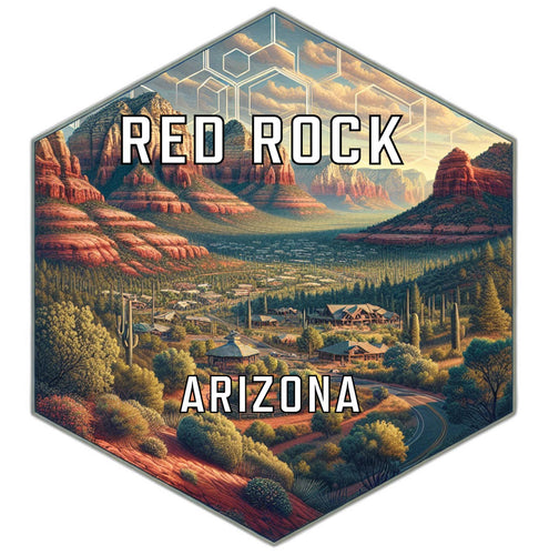 Red Rock Arizona Souvenir Travel Destination Die Cut Hexagon Fridge Magnet 2-Inch