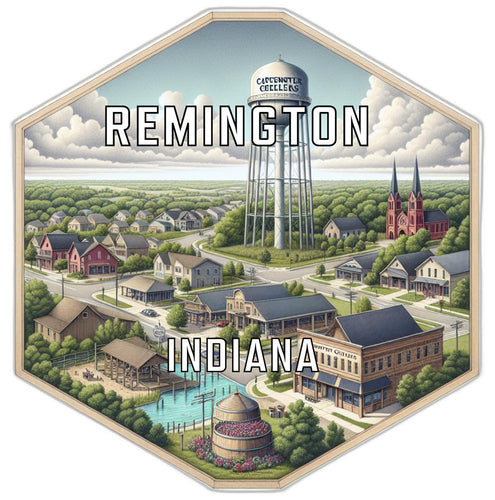 Remington Indiana Souvenir Travel Destination Die Cut Hexagon Fridge Magnet 2-Inch