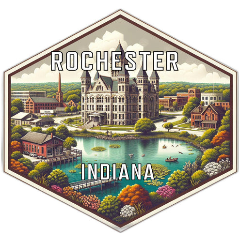 Rochester Indiana Souvenir Travel Destination Die Cut Hexagon Fridge Magnet 2-Inch