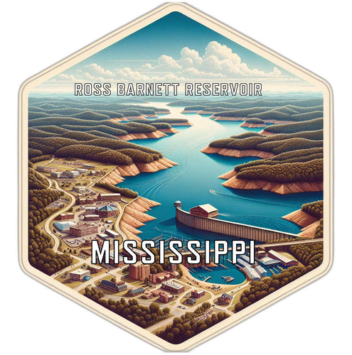 Ross Barnett Reservoir Mississippi Souvenir Travel Destination Die Cut Hexagon Fridge Magnet 2-Inch