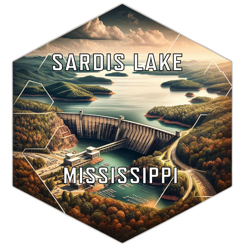 Sardis Lake Mississippi Souvenir Travel Destination Die Cut Hexagon Fridge Magnet 2-Inch