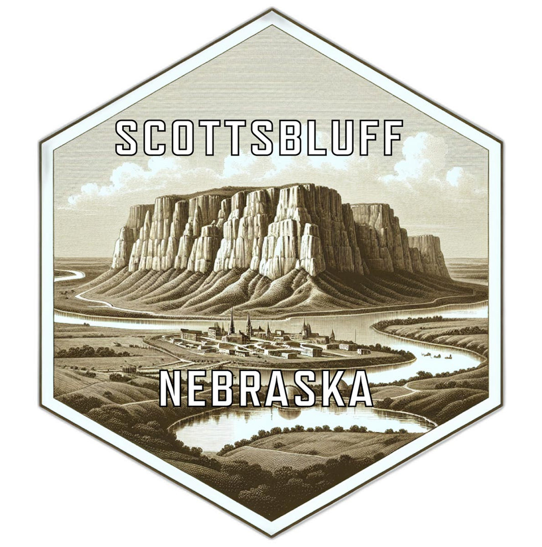 Scottsbluff Nebraska Souvenir Travel Destination Die Cut Hexagon Fridge Magnet 2-Inch