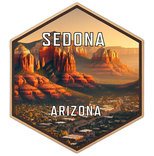 Sedona Arizona Souvenir Travel Destination Die Cut Hexagon Fridge Magnet 2-Inch