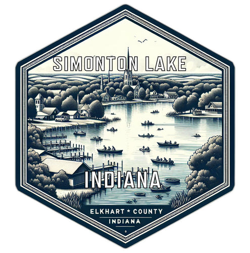 Simonton Lake Indiana Souvenir Travel Destination Die Cut Hexagon Fridge Magnet 2-Inch