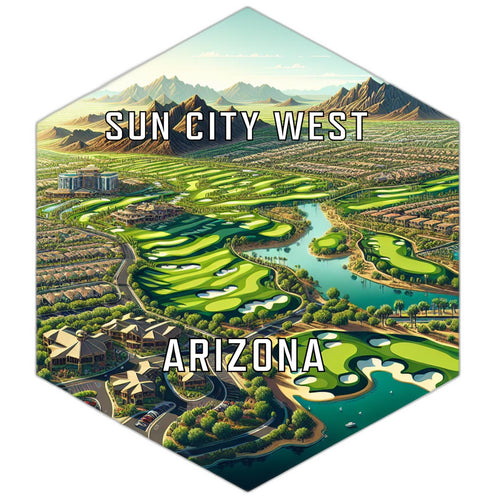 Sun City West Arizona Souvenir Travel Destination Die Cut Hexagon Fridge Magnet 2-Inch