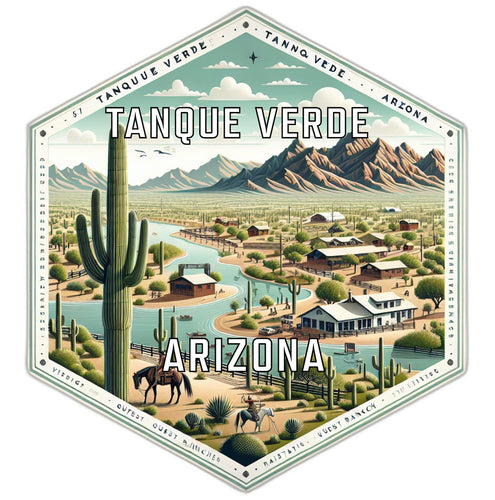 Tanque Verde Arizona Souvenir Travel Destination Die Cut Hexagon Fridge Magnet 2-Inch