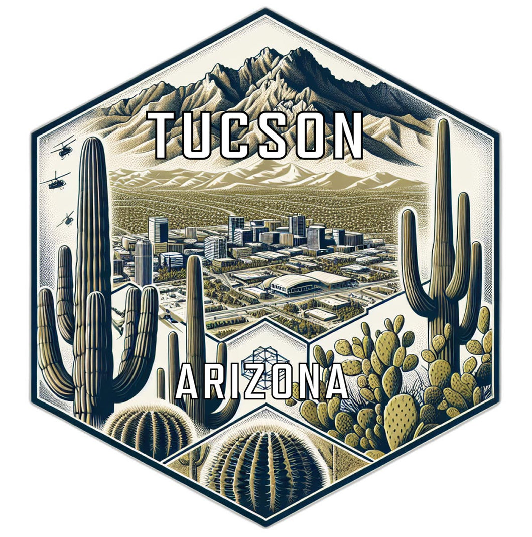 Tucson Arizona Souvenir Travel Destination Die Cut Hexagon Fridge Magnet 6-Inch