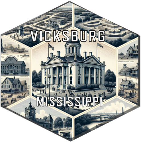 Vicksburg Mississippi Souvenir Travel Destination Die Cut Hexagon Fridge Magnet 2-Inch