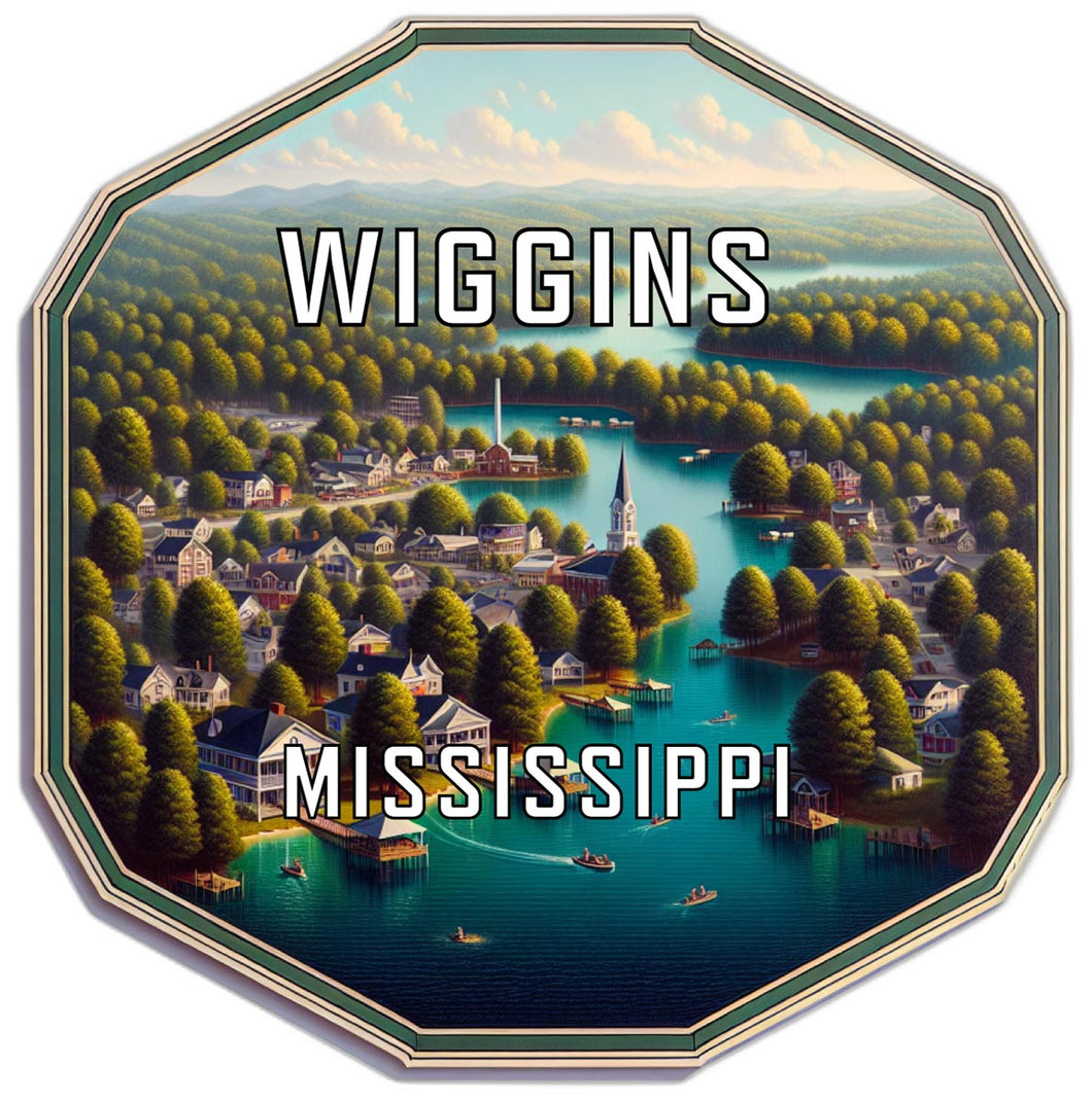 Wiggins Mississippi Souvenir Travel Destination Die Cut Hexagon Fridge Magnet 2-Inch