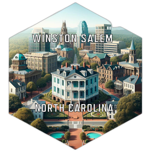 Winston Salem North Carolina Souvenir Travel Destination Die Cut Hexagon Fridge Magnet 2-Inch