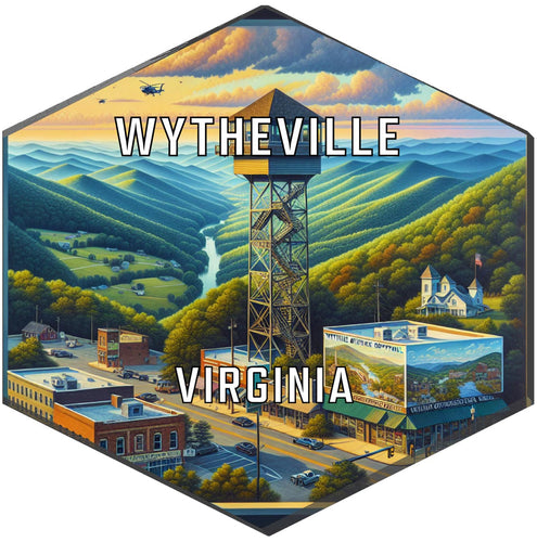 Wytheville Virginia Souvenir Travel Destination Die Cut Hexagon Fridge Magnet 2-Inch