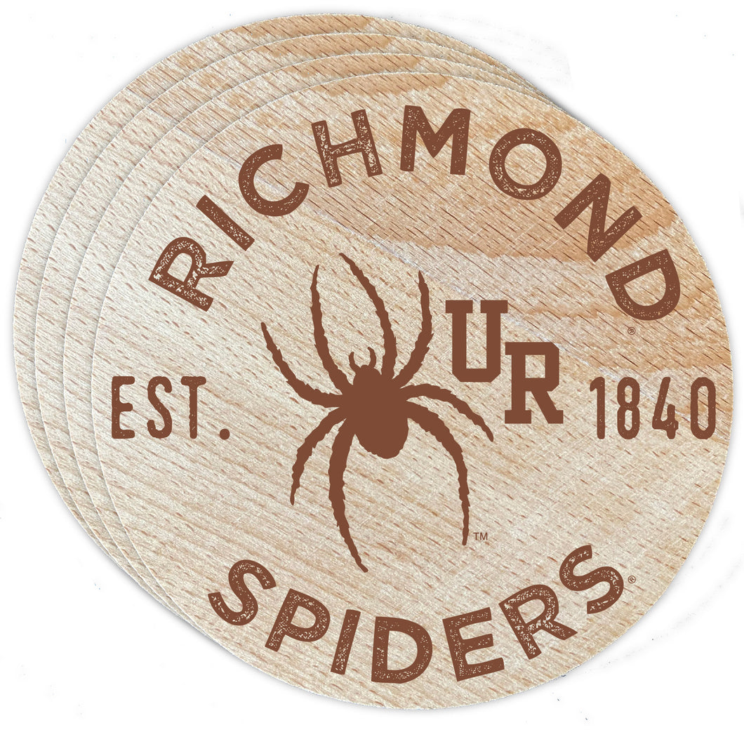 Richmond Spiders Officially Licensed Wood Coasters (4-Pack) - Laser Engraved, Never Fade Design