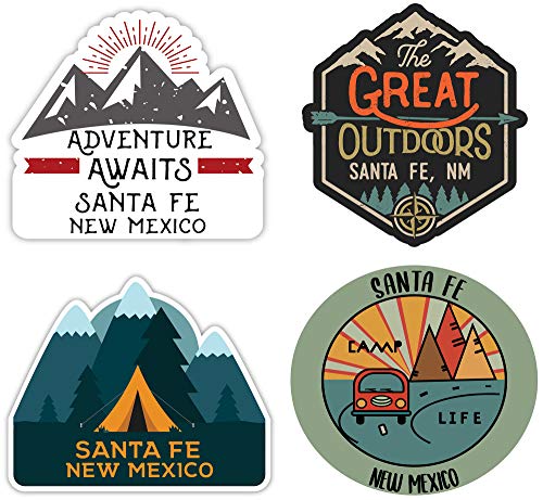 Santa Fe New Mexico Souvenir 4-Inch Each Vinyl Decal Sticker 4-Pack