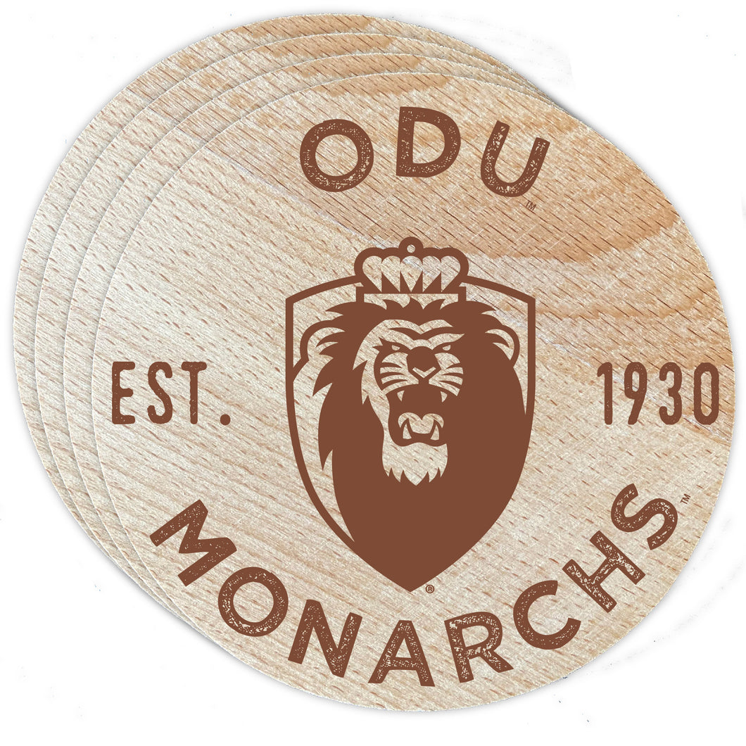 Old Dominion Monarchs Officially Licensed Wood Coasters (4-Pack) - Laser Engraved, Never Fade Design